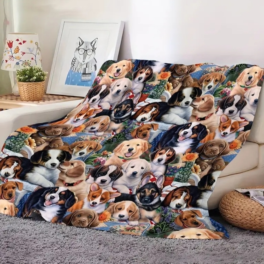 Dog Lovers Plush Throw Blanket - Super Soft Cozy Home Or Travel NWT
